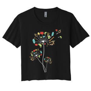 Sewing Dandelion Flowers Quilting Women's Crop Top Tee