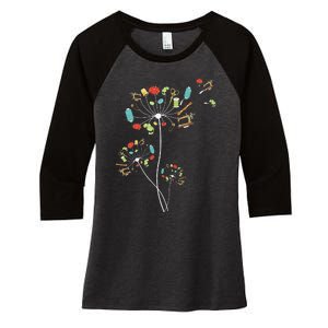 Sewing Dandelion Flowers Quilting Women's Tri-Blend 3/4-Sleeve Raglan Shirt