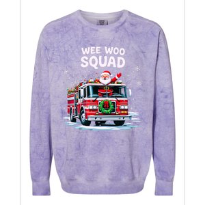 Santa Driving Fire Truck Christmas Emergency Crew Gift Colorblast Crewneck Sweatshirt