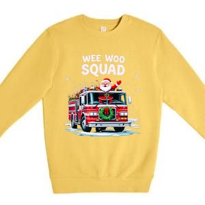 Santa Driving Fire Truck Christmas Emergency Crew Gift Premium Crewneck Sweatshirt