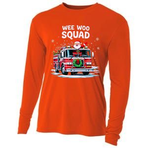 Santa Driving Fire Truck Christmas Emergency Crew Gift Cooling Performance Long Sleeve Crew