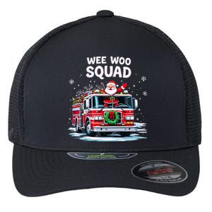 Santa Driving Fire Truck Christmas Emergency Crew Gift Flexfit Unipanel Trucker Cap