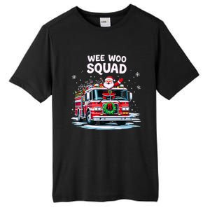 Santa Driving Fire Truck Christmas Emergency Crew Gift Tall Fusion ChromaSoft Performance T-Shirt