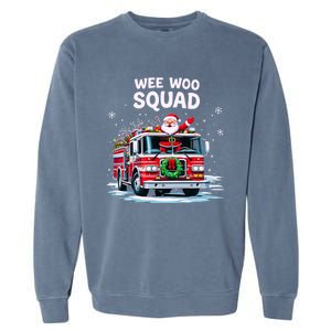 Santa Driving Fire Truck Christmas Emergency Crew Gift Garment-Dyed Sweatshirt