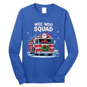 Santa Driving Fire Truck Christmas Emergency Crew Gift Long Sleeve Shirt