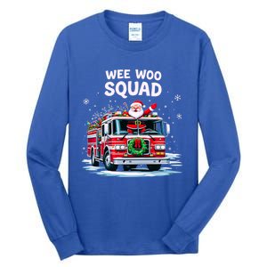 Santa Driving Fire Truck Christmas Emergency Crew Gift Tall Long Sleeve T-Shirt