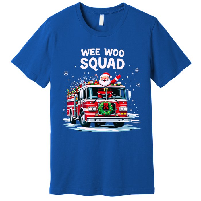 Santa Driving Fire Truck Christmas Emergency Crew Gift Premium T-Shirt