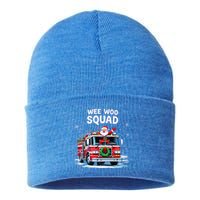 Santa Driving Fire Truck Christmas Emergency Crew Gift Sustainable Knit Beanie