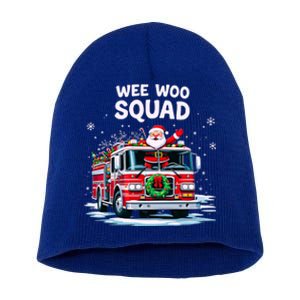 Santa Driving Fire Truck Christmas Emergency Crew Gift Short Acrylic Beanie