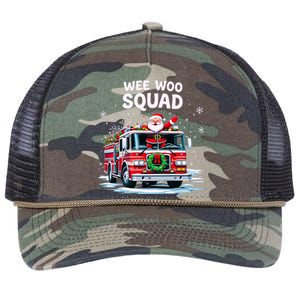 Santa Driving Fire Truck Christmas Emergency Crew Gift Retro Rope Trucker Hat Cap