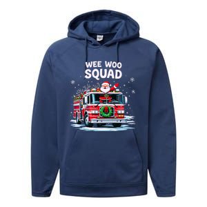 Santa Driving Fire Truck Christmas Emergency Crew Gift Performance Fleece Hoodie