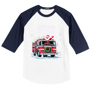 Santa Driving Fire Truck Christmas Emergency Crew Gift Baseball Sleeve Shirt