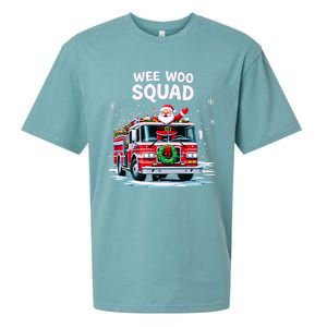 Santa Driving Fire Truck Christmas Emergency Crew Gift Sueded Cloud Jersey T-Shirt