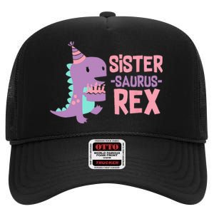 Sister Dinosaur Family Matching Dino Birthday Party High Crown Mesh Back Trucker Hat