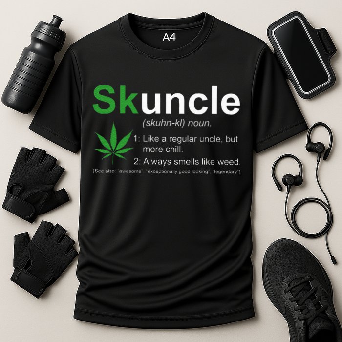 Skuncle Definition Funny Weed Pot Cannabis Marijuana Uncle Cooling Performance Crew T-Shirt