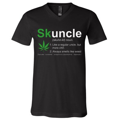 Skuncle Definition Funny Weed Pot Cannabis Marijuana Uncle V-Neck T-Shirt