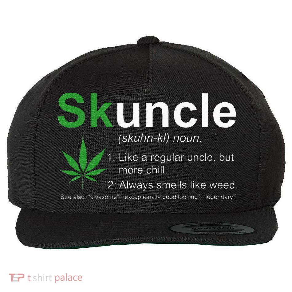 Skuncle Definition Funny Weed Pot Cannabis Marijuana Uncle Wool Snapback Cap