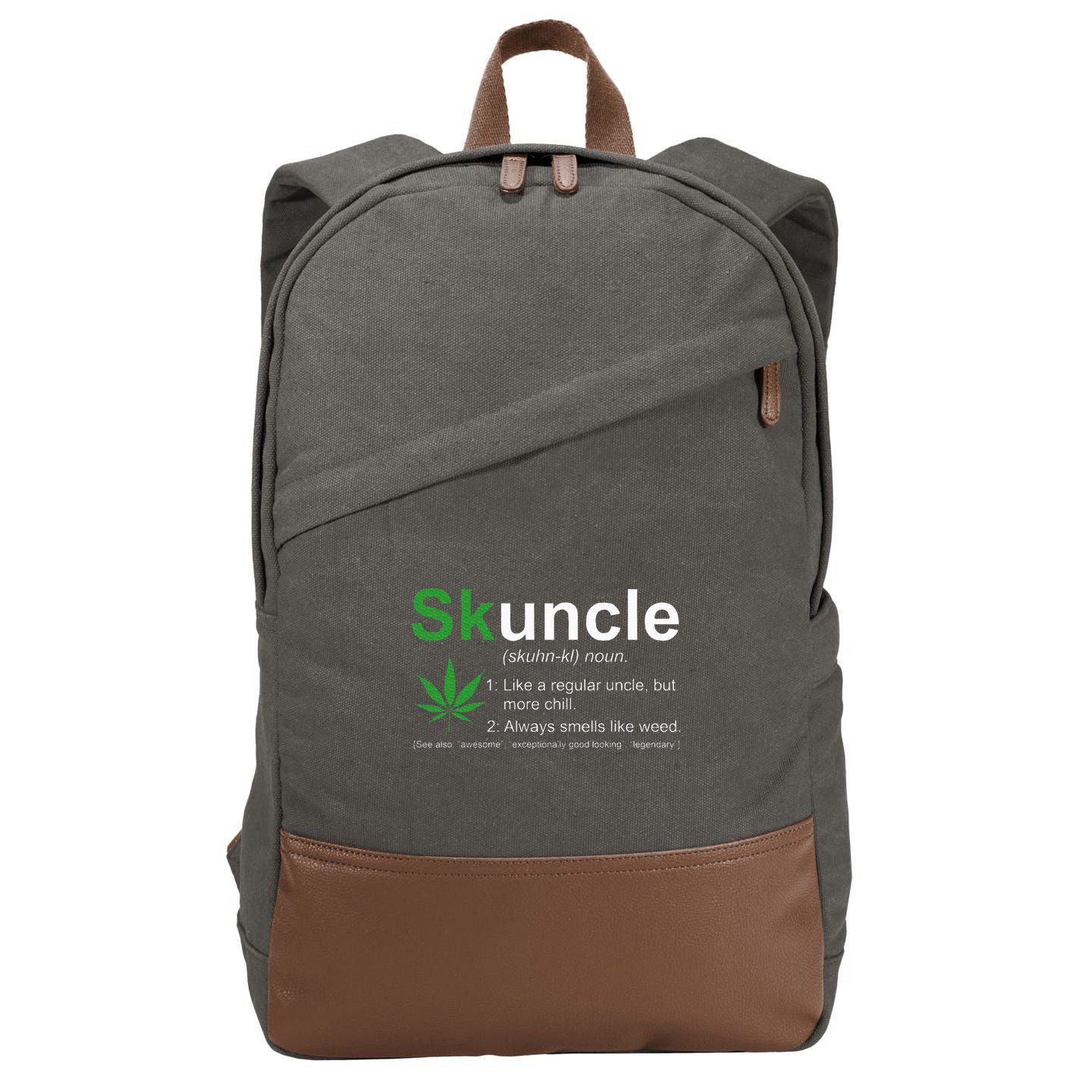 Skuncle Definition Funny Weed Pot Cannabis Marijuana Uncle Cotton Canvas Backpack