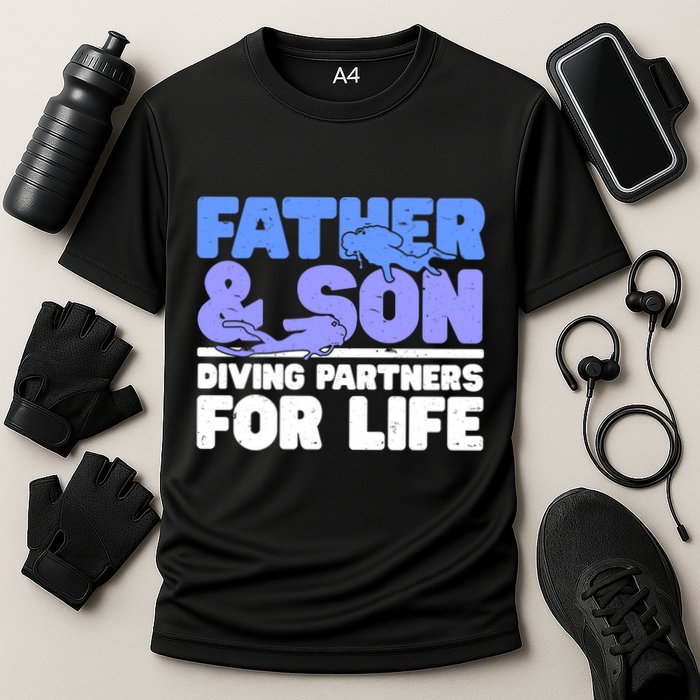 Scuba Diving Father And Son Diving Partners For Life Gift Cooling Performance Crew T-Shirt
