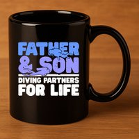 Scuba Diving Father And Son Diving Partners For Life Gift 11oz C Handle Ceramic Mug