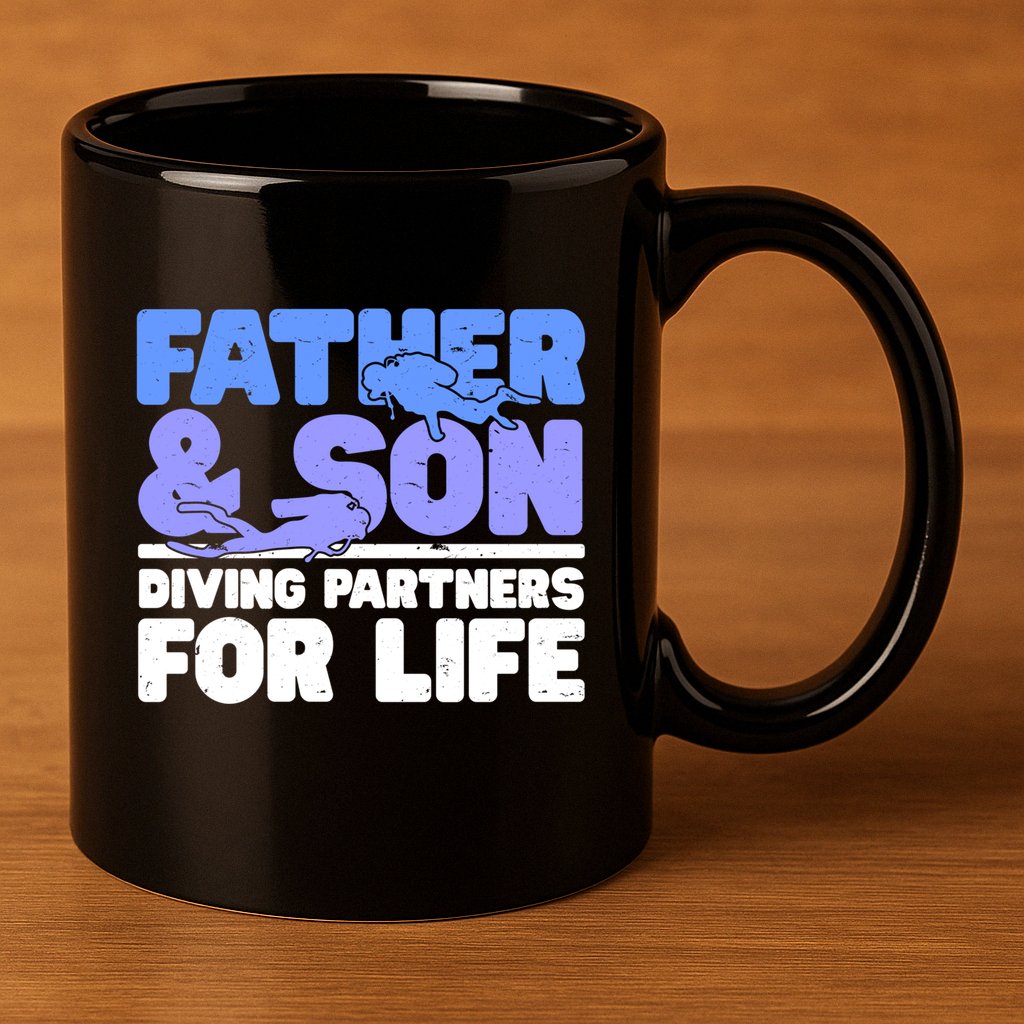 Scuba Diving Father And Son Diving Partners For Life Gift 11oz C Handle Ceramic Mug