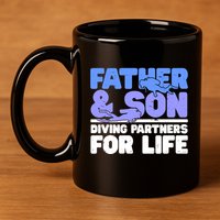 Scuba Diving Father And Son Diving Partners For Life Gift 11oz C Handle Ceramic Mug
