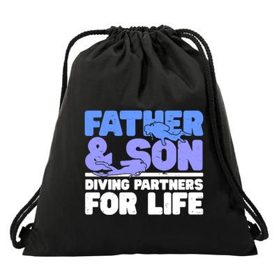 Scuba Diving Father And Son Diving Partners For Life Gift Drawstring Bag