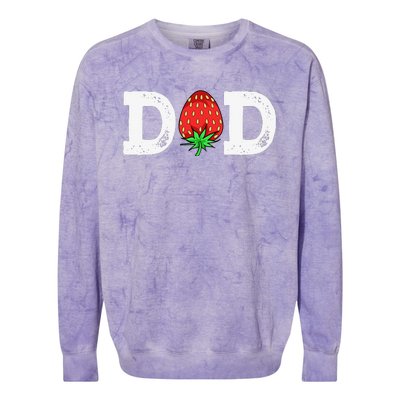 Strawberry Dad Fruit Lover Fruitarian Father's Day Berry Colorblast Crewneck Sweatshirt