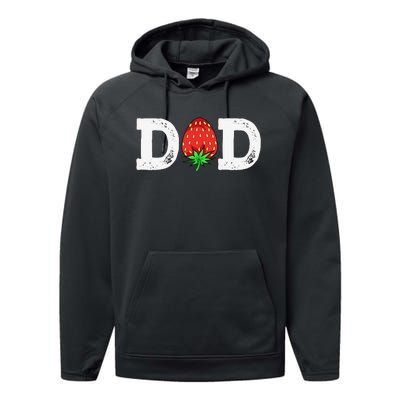 Strawberry Dad Fruit Lover Fruitarian Father's Day Berry Performance Fleece Hoodie