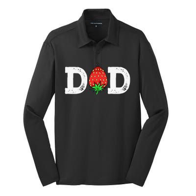 Strawberry Dad Fruit Lover Fruitarian Father's Day Berry Silk Touch Performance Long Sleeve Polo