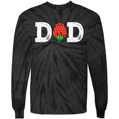 Strawberry Dad Fruit Lover Fruitarian Father's Day Berry Tie-Dye Long Sleeve Shirt