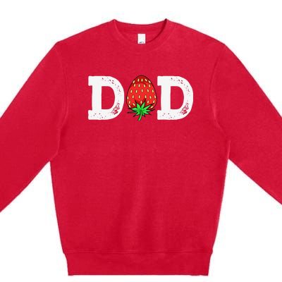 Strawberry Dad Fruit Lover Fruitarian Father's Day Berry Premium Crewneck Sweatshirt