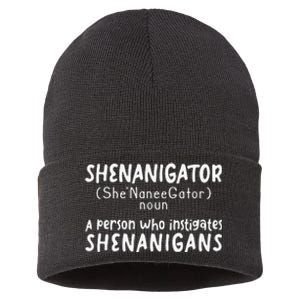 Shenanigator Definition Funny Saint Patrick Day Shenanigans Sustainable Knit Beanie