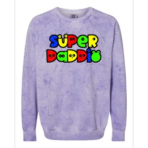 Super Daddio Funny Gamer Dad Fathers Day Video Game Lover Colorblast Crewneck Sweatshirt