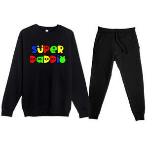 Super Daddio Funny Gamer Dad Fathers Day Video Game Lover Premium Crewneck Sweatsuit Set