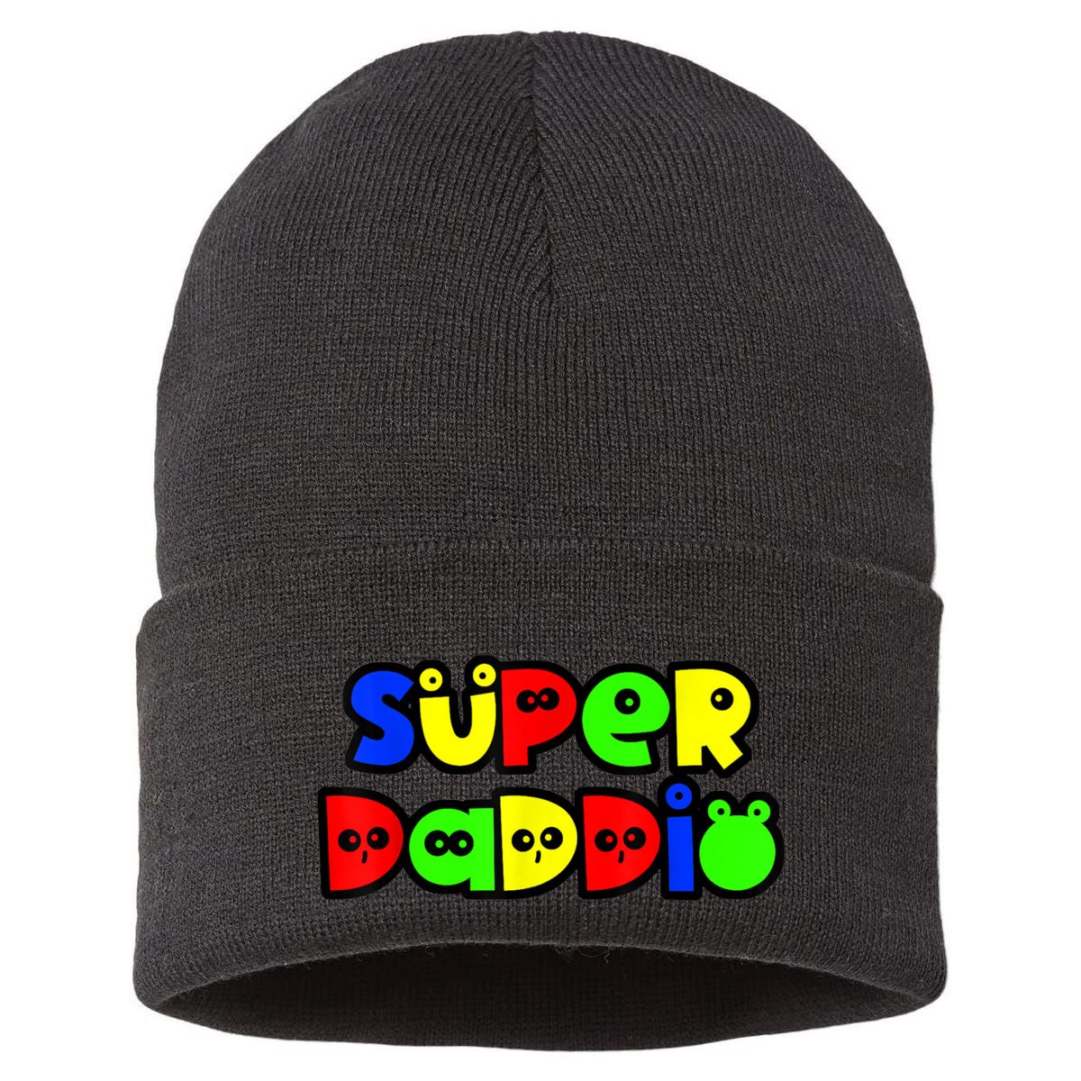 Super Daddio Funny Gamer Dad Fathers Day Video Game Lover Sustainable Knit Beanie