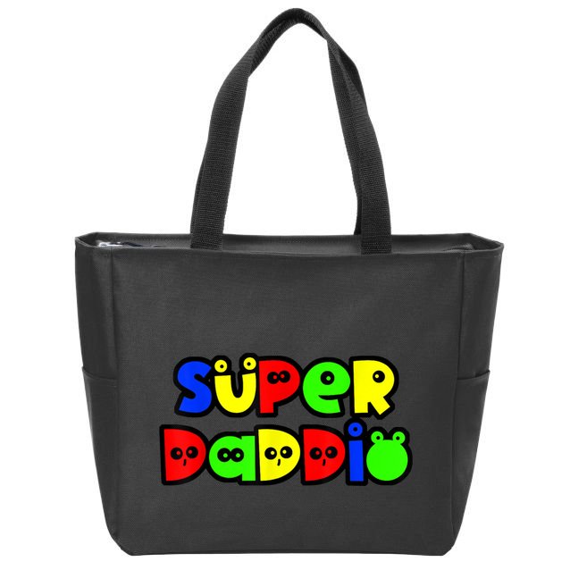 Super Daddio Funny Gamer Dad Fathers Day Video Game Lover Zip Tote Bag