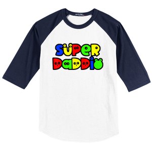 Super Daddio Funny Gamer Dad Fathers Day Video Game Lover Baseball Sleeve Shirt