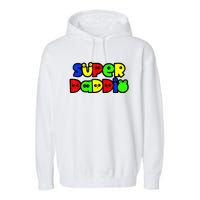 Super Daddio Funny Gamer Dad Fathers Day Video Game Lover Garment-Dyed Fleece Hoodie