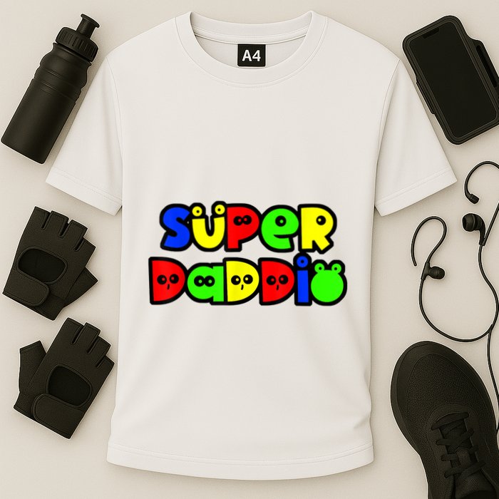 Super Daddio Funny Gamer Dad Fathers Day Video Game Lover Cooling Performance Crew T-Shirt