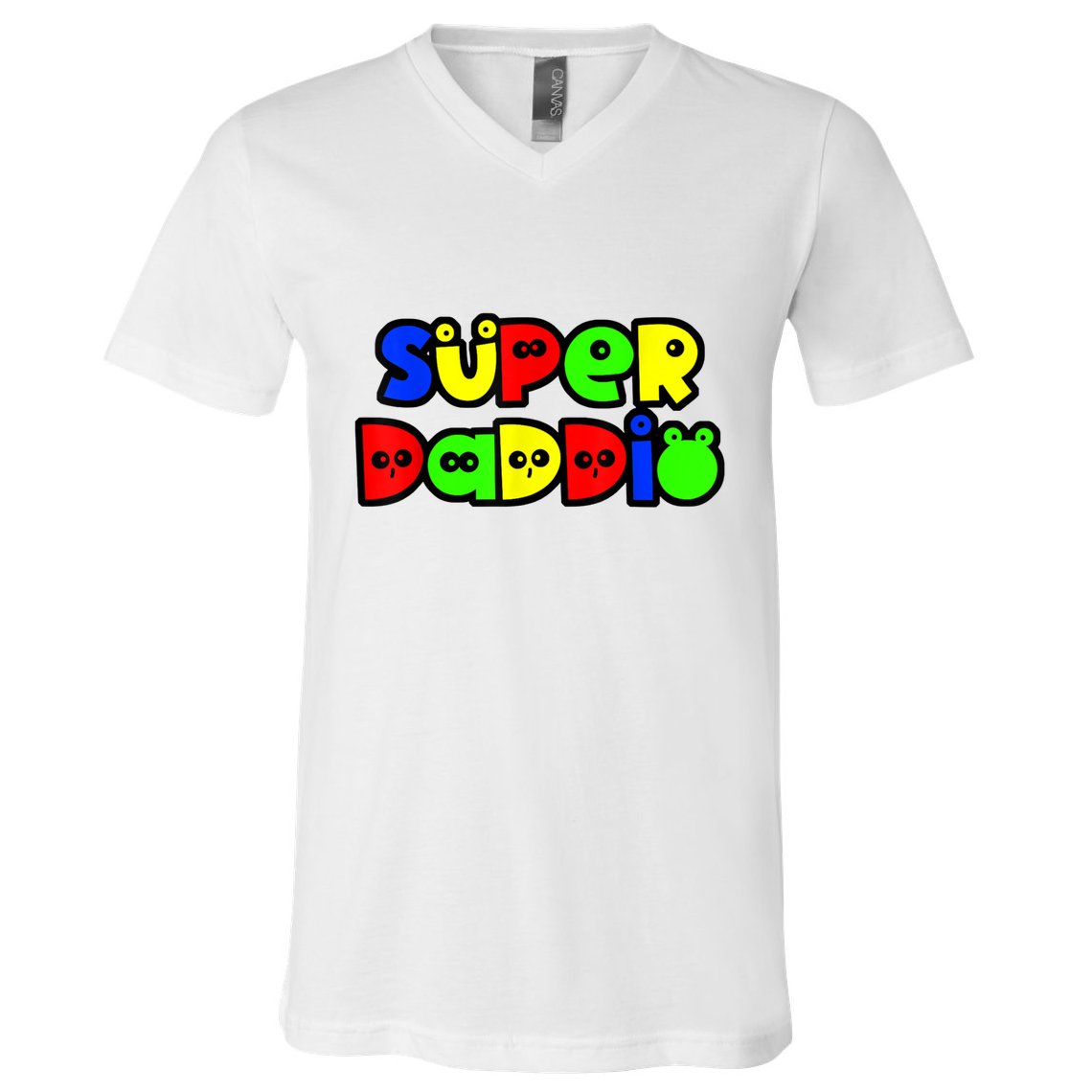 Super Daddio Funny Gamer Dad Fathers Day Video Game Lover V-Neck T-Shirt