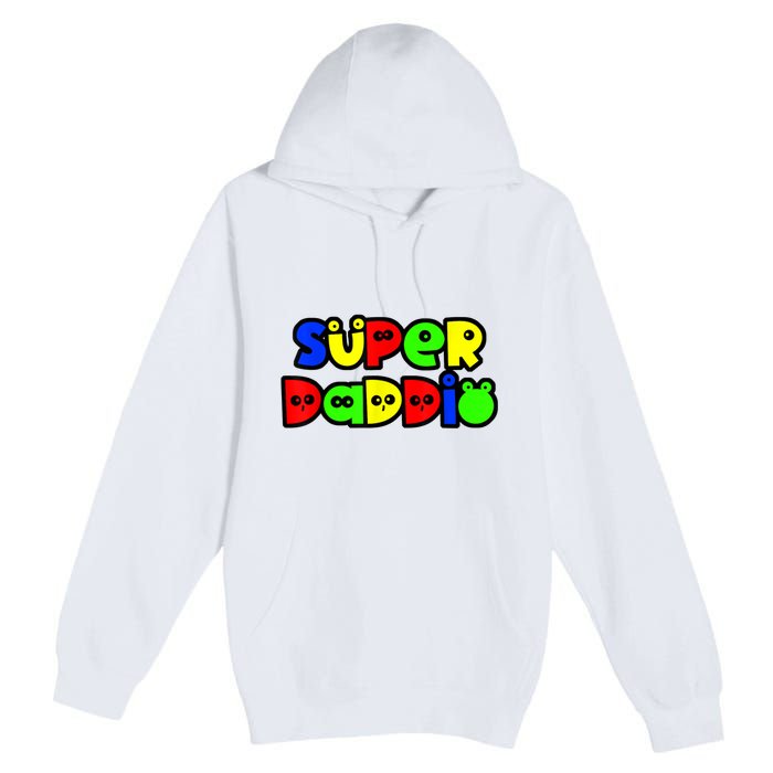 Super Daddio Funny Gamer Dad Fathers Day Video Game Lover Premium Pullover Hoodie