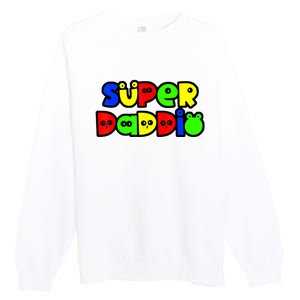 Super Daddio Funny Gamer Dad Fathers Day Video Game Lover Premium Crewneck Sweatshirt