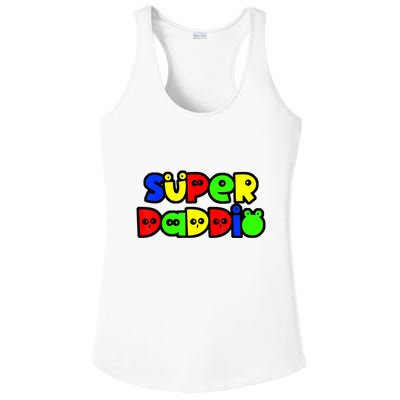 Super Daddio Funny Gamer Dad Fathers Day Video Game Lover Ladies PosiCharge Competitor Racerback Tank