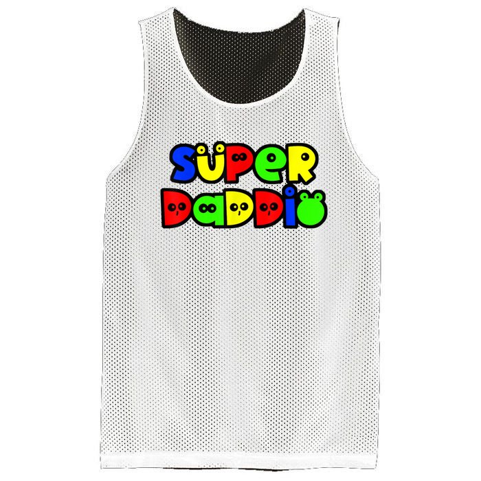 Super Daddio Funny Gamer Dad Fathers Day Video Game Lover Mesh Reversible Basketball Jersey Tank