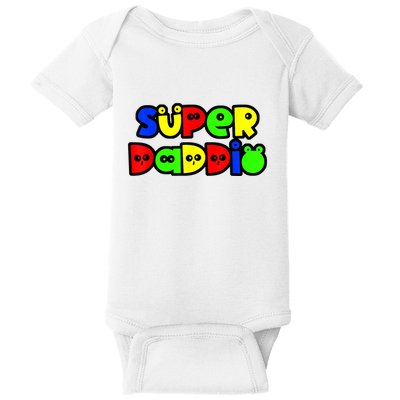 Super Daddio Funny Gamer Dad Fathers Day Video Game Lover Baby Bodysuit