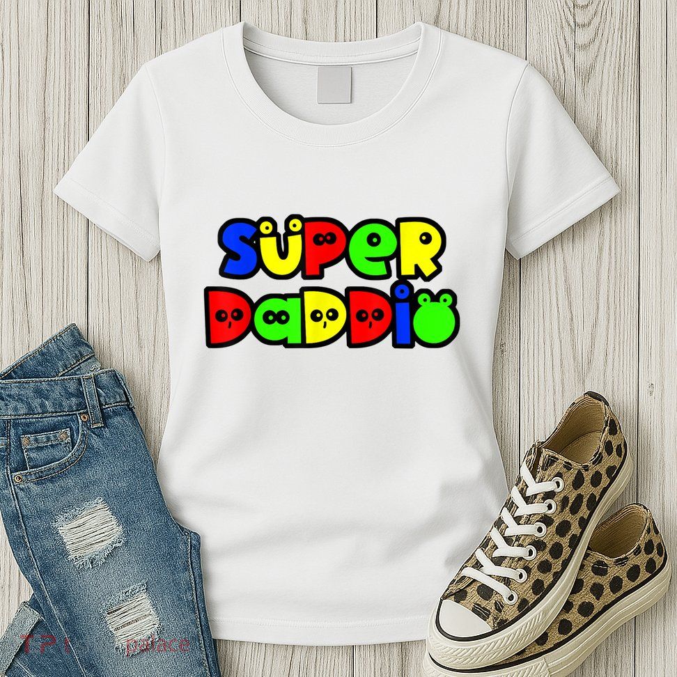 Super Daddio Funny Gamer Dad Fathers Day Video Game Lover Womens T-Shirt