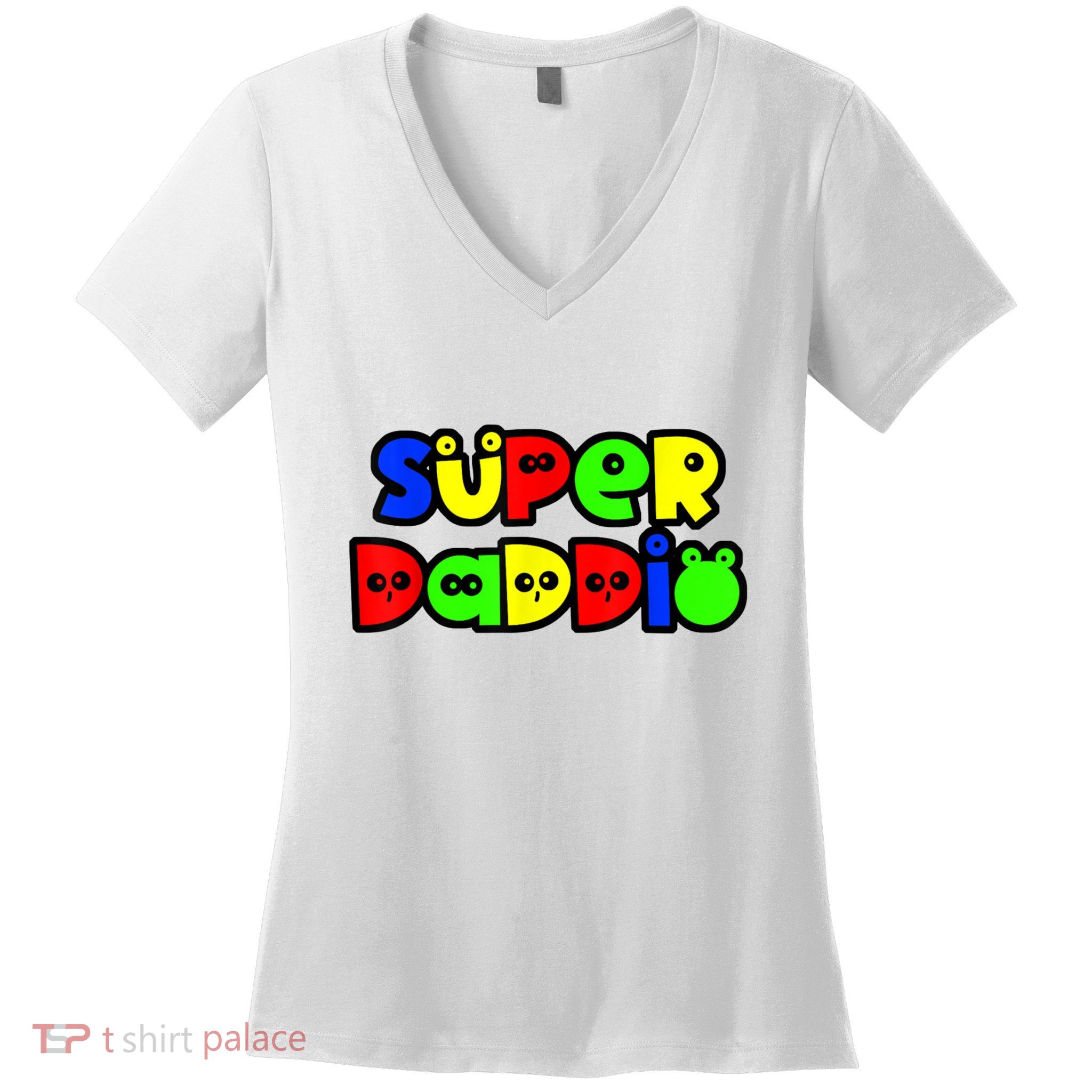 Super Daddio Funny Gamer Dad Fathers Day Video Game Lover Women's V-Neck T-Shirt