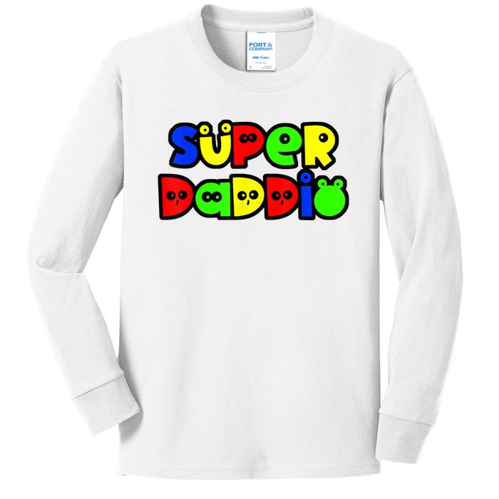 Super Daddio Funny Gamer Dad Fathers Day Video Game Lover Kids Long Sleeve Shirt