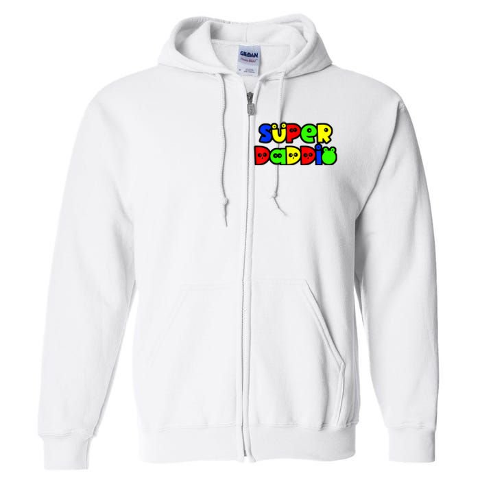 Super Daddio Funny Gamer Dad Fathers Day Video Game Lover Full Zip Hoodie